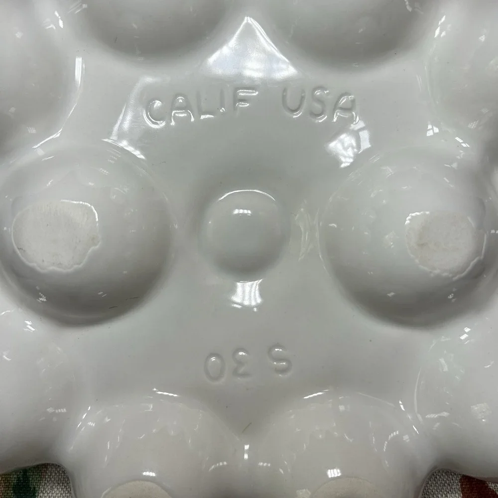 Vintage Easter California Pottery Chick Bird Deviled Egg Plate Dish Platter Tray